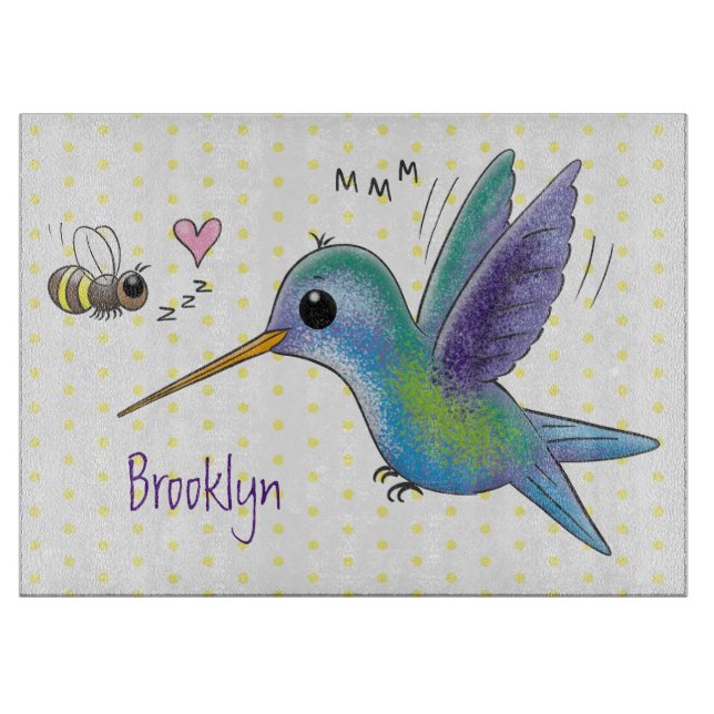 Planche À Découper Caricature de colibri d'abeille mignonne (Devant)