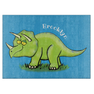 Planche À Découper Caricature de dinosaure de triceratops vert mignon