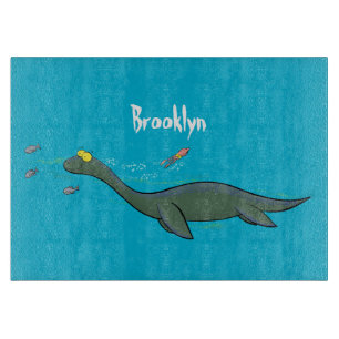 Planche À Découper Caricature de plesiosaure, monstre marin mignon et