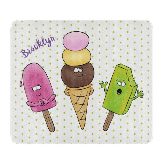 Planche À Découper Caricature drôles de glace popsicle dessin animé t (Devant)