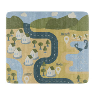 Planche À Découper Caricature élégante paysage carte de voyage