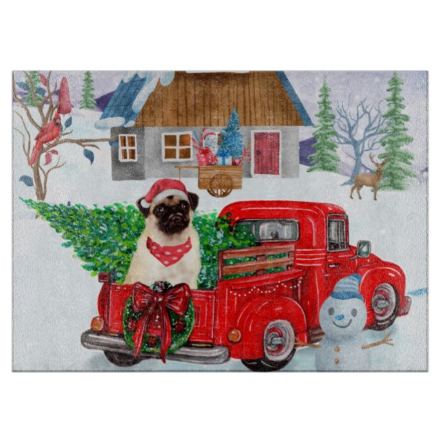 Planche À Découper Carlin Chien dans la livraison de Noël Camion neig (Devant)