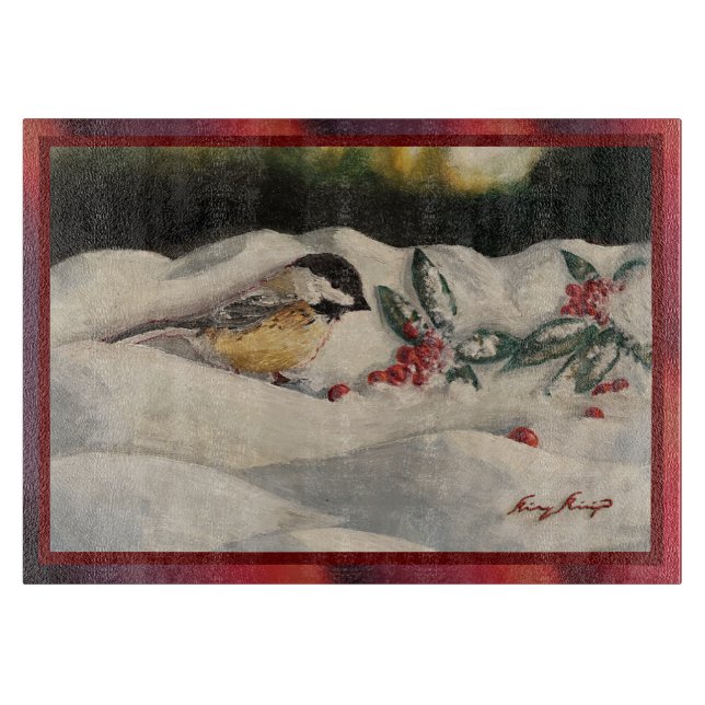 Planche À Découper Carol the Chick-a-Dee with Mistletoe  (Devant)