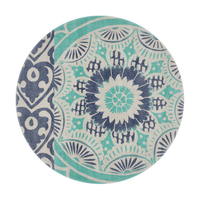 Planche À Découper Carreau bleu Batik III (Devant)