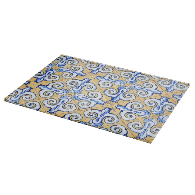 Planche À Découper Carreaux espagnols - Azulejo Bleu, Jaune et Blanc (Coin)