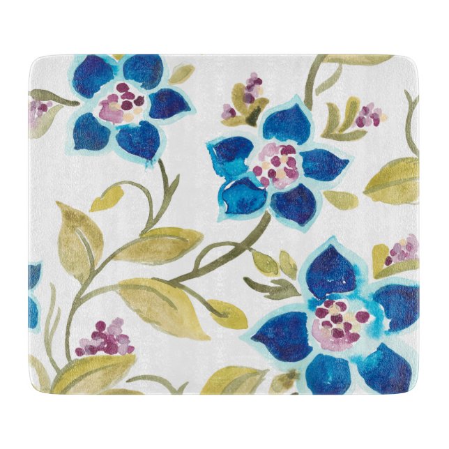 Planche À Découper Carreaux floraux de l'abbaye - Flores bleues (Devant)