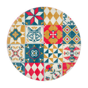 Planche À Découper Carrelage bleu : Arrière - plan Vintage en mosaïqu