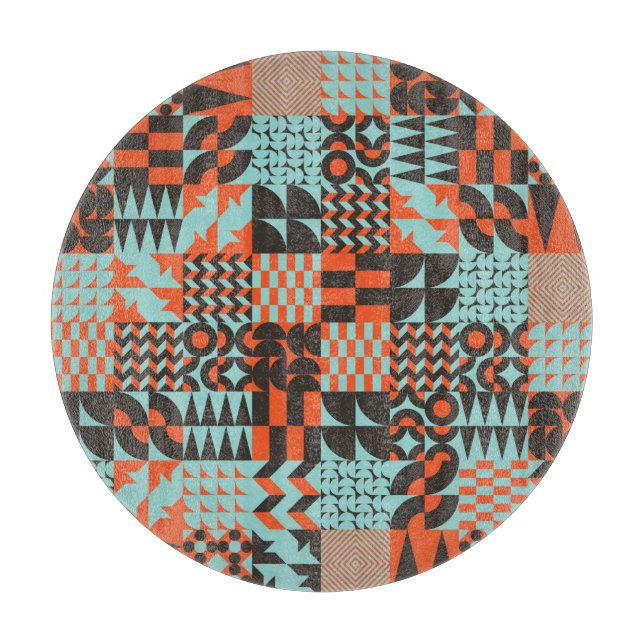 Planche À Découper Carrelage géométrique en mosaïque, motif élégant s (Devant)