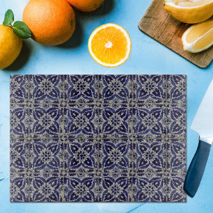Planche À Découper Carrelage italien rustique Azulejo bleu blanc géom