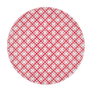 Planche à découper - Carrés entrelacés en rouge