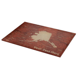 Planche À Découper Carte Alaska Sur L'Écorce De Birch Intérieur
