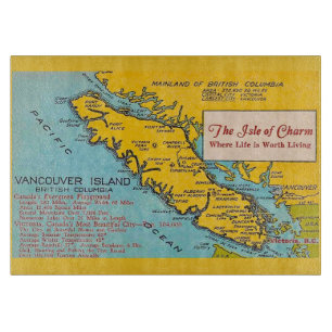 Planche À Découper Carte ancienne de l'île de Vancouver 