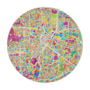 Planche À Découper Carte au néon de Houston, le Texas  
