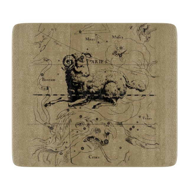 Planche À Découper Carte Constellation Aries Hevelius 1690 (Devant)