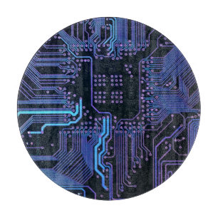 Planche À Découper Carte cool de circuit d'ordinateur bleu