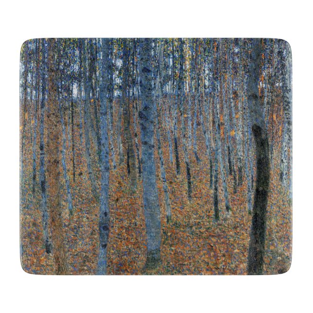 PLANCHE À DÉCOUPER CARTE DE CHOPPAGE EN VERRE : GUSTAV KLIMT : BEECH  (Devant)