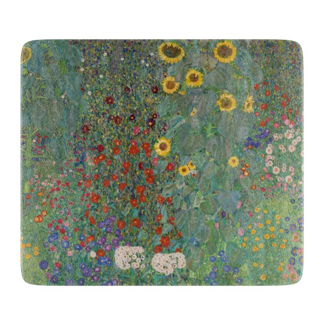 PLANCHE À DÉCOUPER CARTE DE CHOPPAGE EN VERRE : GUSTAV KLIMT : JARDIN (Devant)