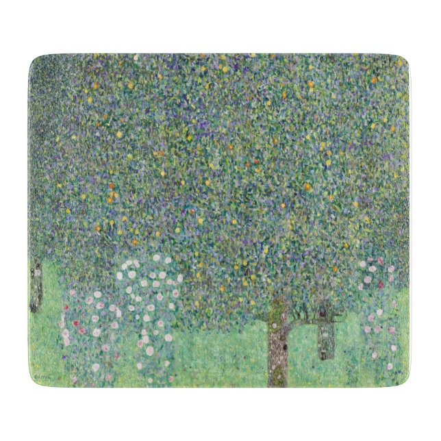 PLANCHE À DÉCOUPER CARTE DE CHOPPAGE EN VERRE : GUSTAV KLIMT : ROSEBU (Devant)