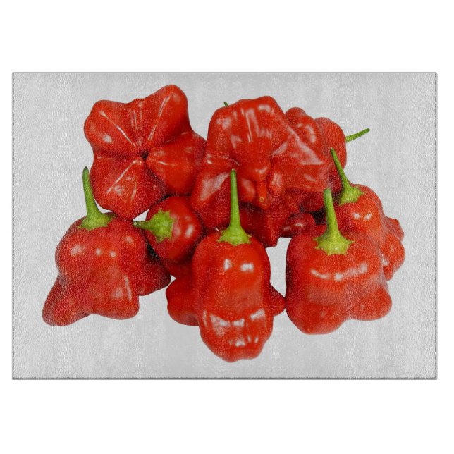 Planche À Découper Carte de coupe de verre Capsicum Chinense Chili (Devant)