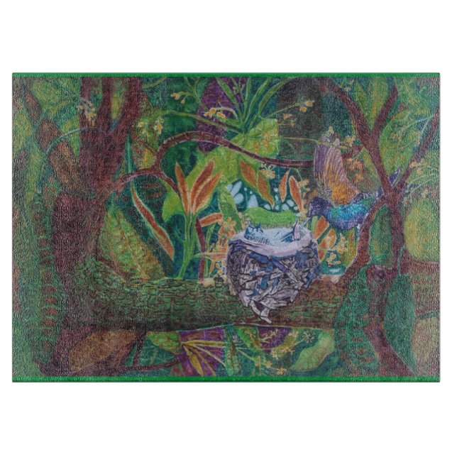 Planche À Découper Carte de coupe en verre de colibri (Devant)