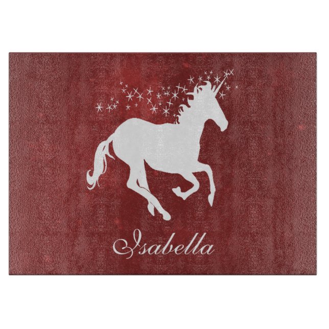 Planche À Découper Carte de découpe personnalisée Unicorne rouge (Devant)
