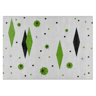 Planche À Découper Carte de découpe Retro Green Diamonds & Starburst