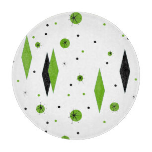 Planche À Découper Carte de découpe Retro Green Diamonds & Starburst