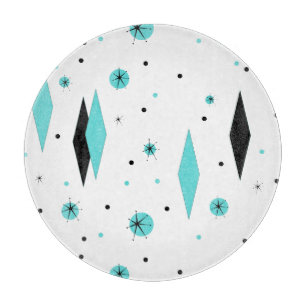 Planche À Découper Carte de découpe Retro Turquoise Diamonds Starbur