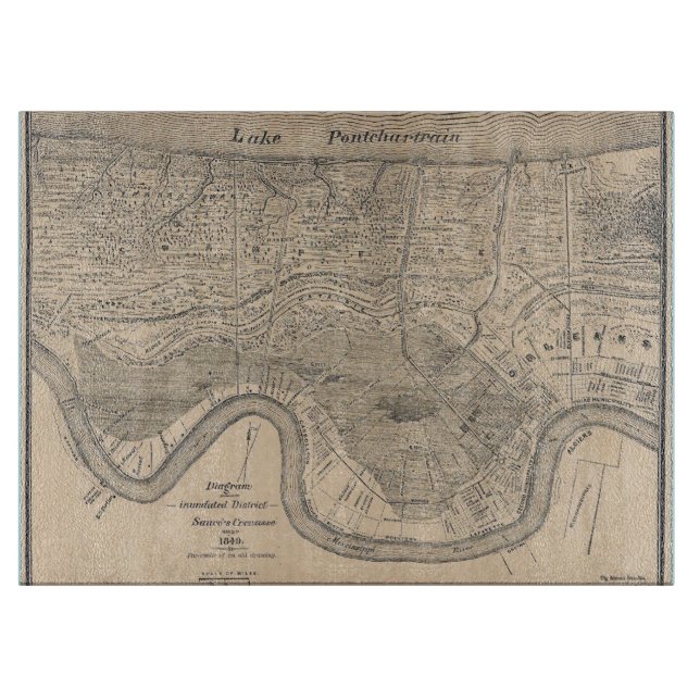 Planche À Découper Carte de la Nouvelle-Orléans (Devant)