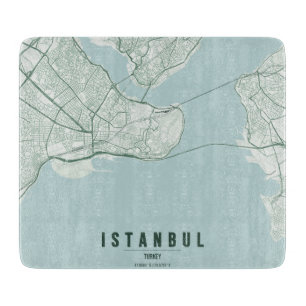 Planche À Découper Carte de la ville d'Istanbul Turquie Design Minima