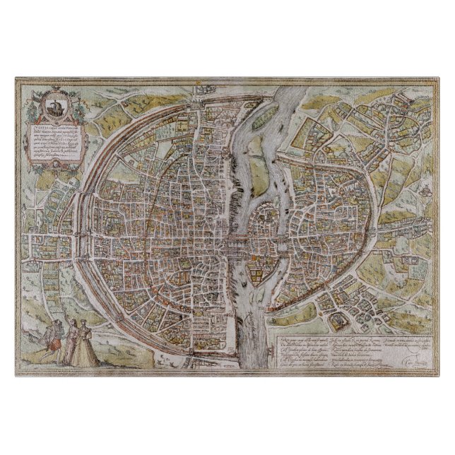 PLANCHE À DÉCOUPER CARTE DE PARIS, 1581 (Devant)