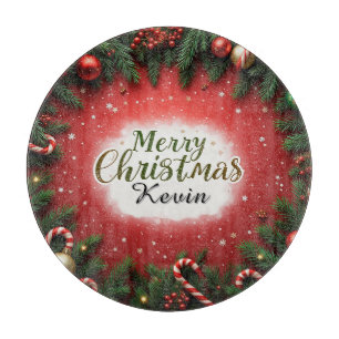 Planche À Découper Carte de vœux festive de Noël avec décorations