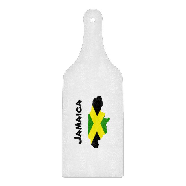 Planche À Découper Carte du drapeau jamaïcain étampé (Devant)