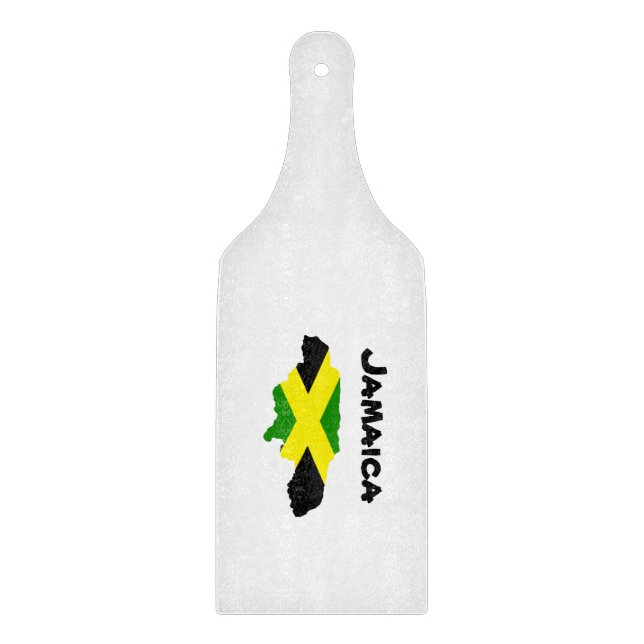 Planche À Découper Carte du drapeau jamaïcain étampé (Devant)
