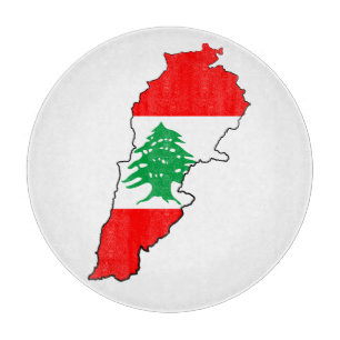 Planche À Découper Carte du Liban avec drapeau