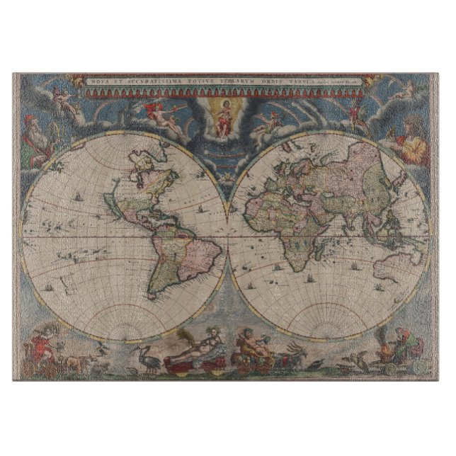 Planche À Découper Carte du monde antique : Art de la cartographie hi (Devant)