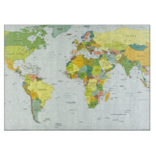 Planche À Découper Carte du monde Atlas Poster Politique : Décoration