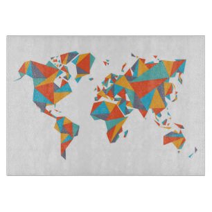 Planche À Découper Carte géométrique abstraite du monde