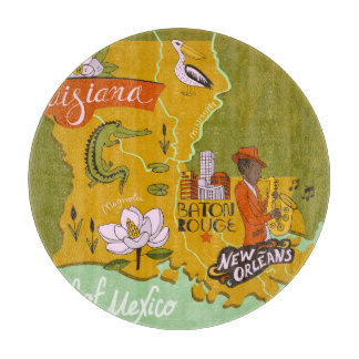 Planche À Découper Carte illustrée de la Louisiane : faits saillants 