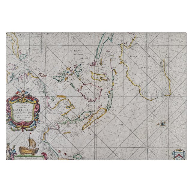 PLANCHE À DÉCOUPER CARTE : LES INDES EST, 1670 (Devant)