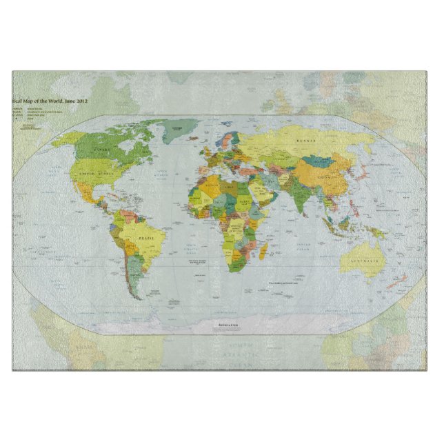 Planche À Découper Carte mondiale Globe Pays Atlas (Devant)