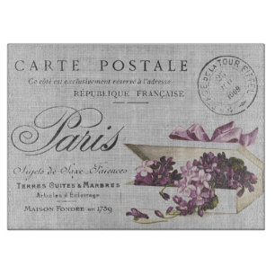 Planche À Découper Carte postale Paris Typographie vintage