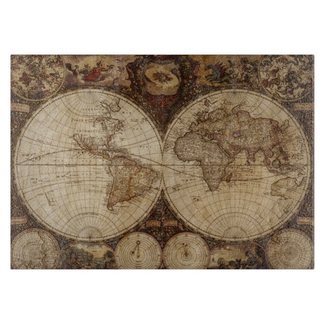 Planche À Découper Carte vintage (Devant)