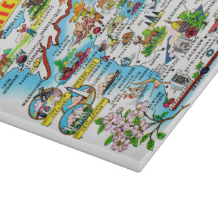 Planche À Découper Carte Vintage colorée du Michigan