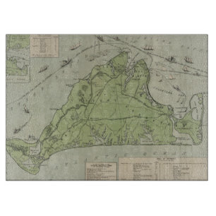 Planche À Découper Carte vintage de Marthas Vineyard (1913)