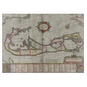 Planche À Découper Carte vintage des Bermudes (1638)