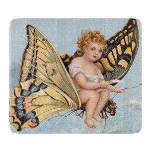 Planche À Découper Carte vintage du Nouvel An, enfant chevauchant un