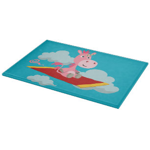 Planche À Découper Cartoon Unicorn's Magic Carpet Ride Cutting Board