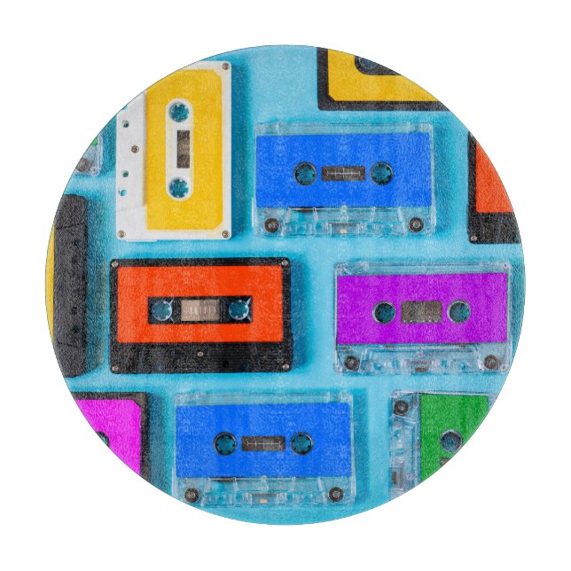 Planche À Découper Cassette Rétro : Collection Arrière - plan Bleue (Devant)