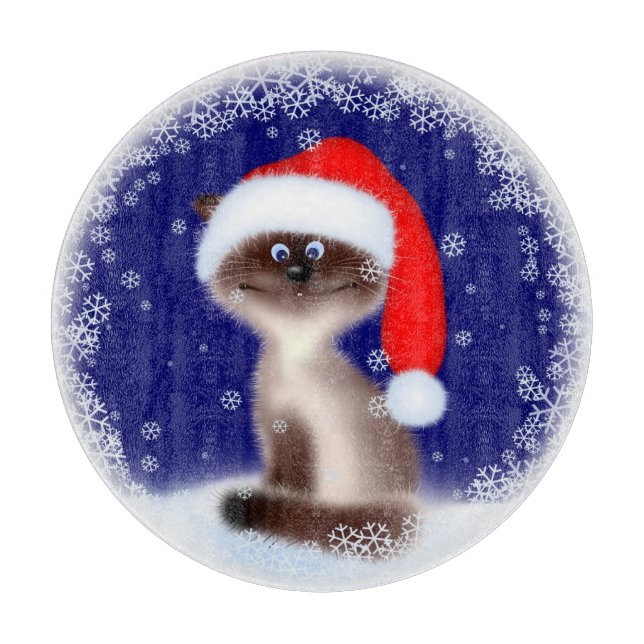 Planche À Découper Cat à Santa Hat (Devant)